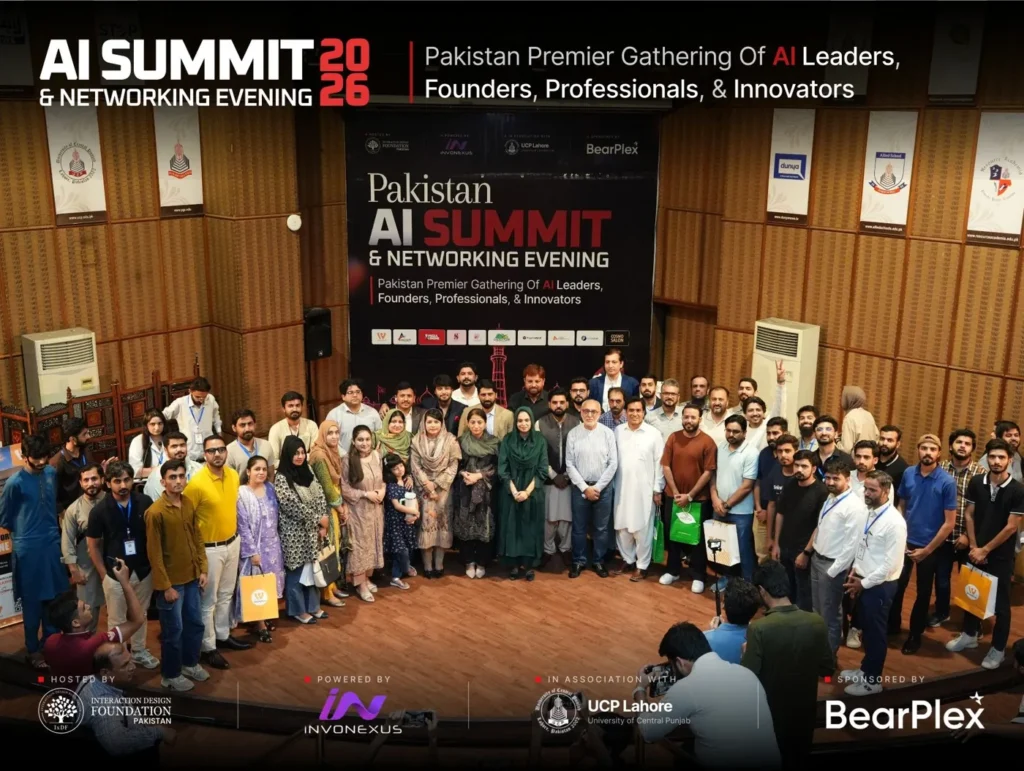 Group photo of attendees at Pakistan AI Summit and Networking Evening 2026 at UCP Lahore