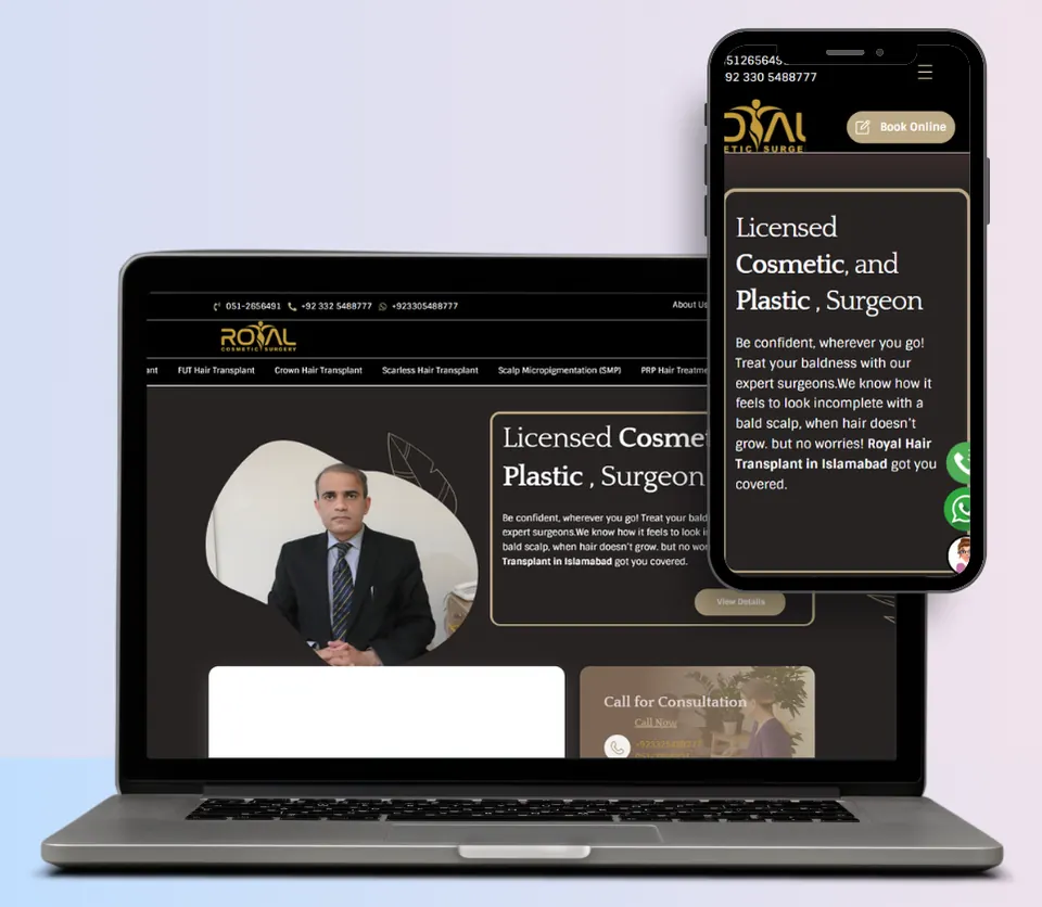 Hair Transplant & Cosmetic Surgery website — Pakistan