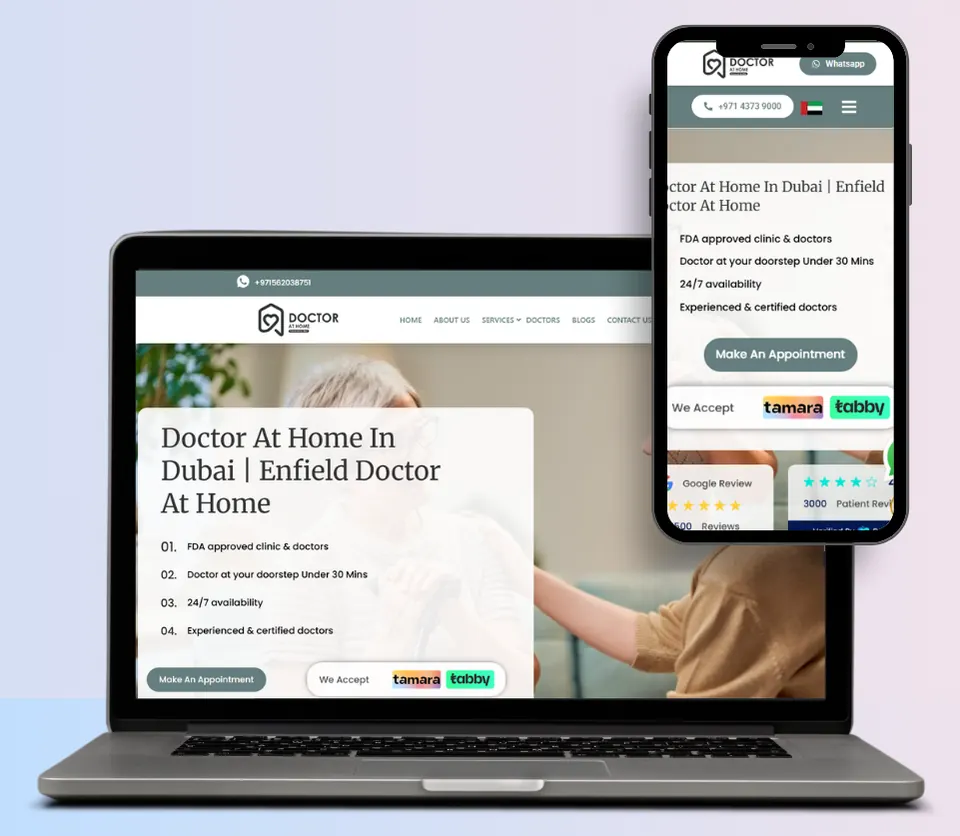 Doctor-at-Home Service website — Dubai, UAE