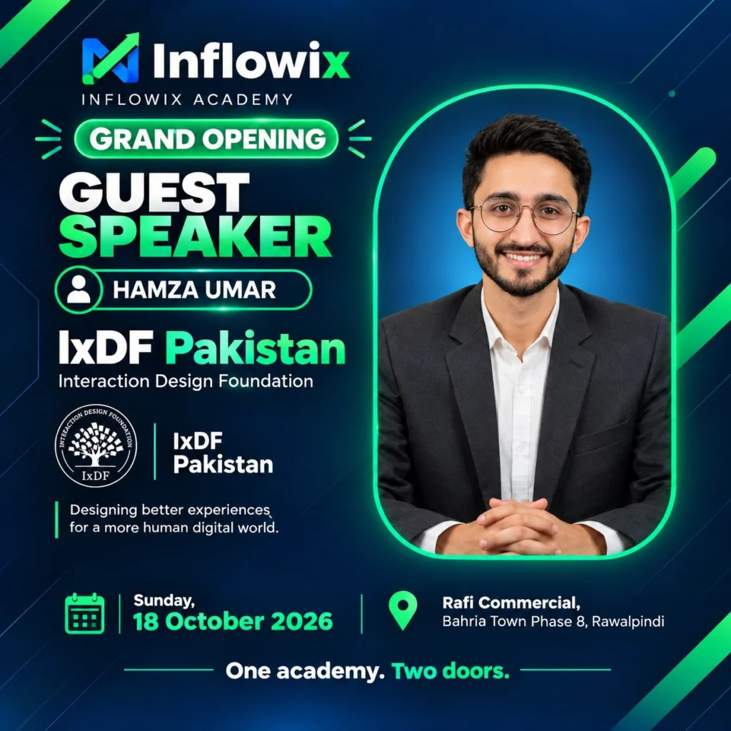 Hamza Umar announced as guest speaker at the Inflowix Academy grand opening in Rawalpindi